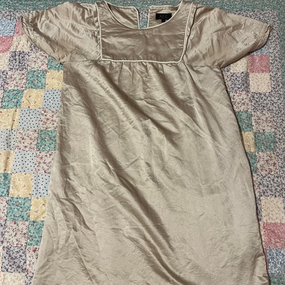 Aue Madame Paris (A.P.C.) Champagne/gold vintage mini dress size small